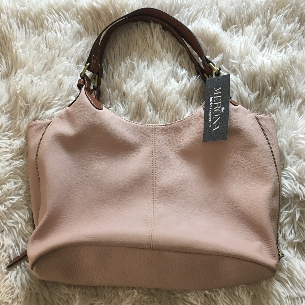 Faux Blush Leather Bag