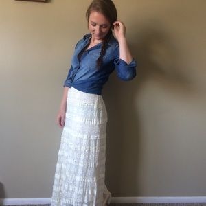 Max Studio Cream Lace Maxi Skirt