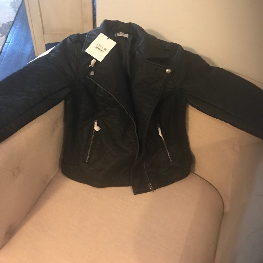 Black Faux leather jacket NWT