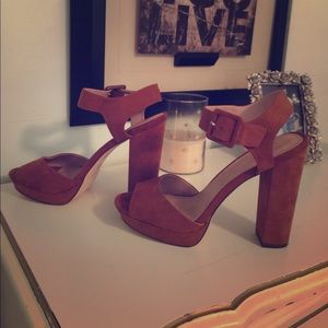 Brown suede high hills size 11