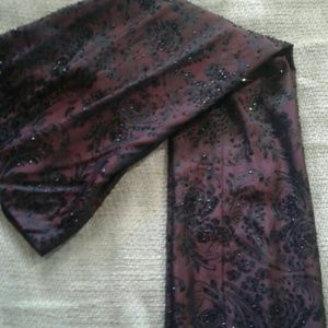 Cache' Black & Burgundy Beaded Pants