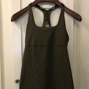 Green Lulu Tank with built in camo detail bra