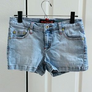 Dollhouse light-wash, distressed, denim shorts