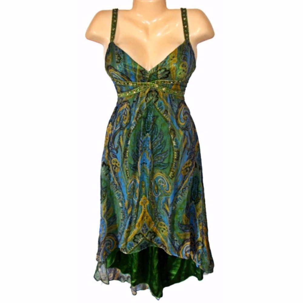 Laundry SILK High Low Empire Green Dress Size 4