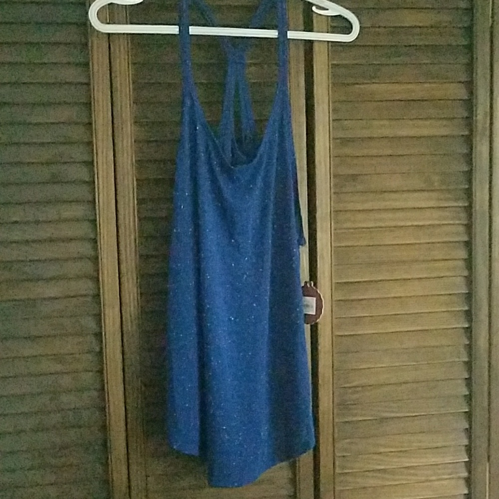 Blue racer back flowy tank