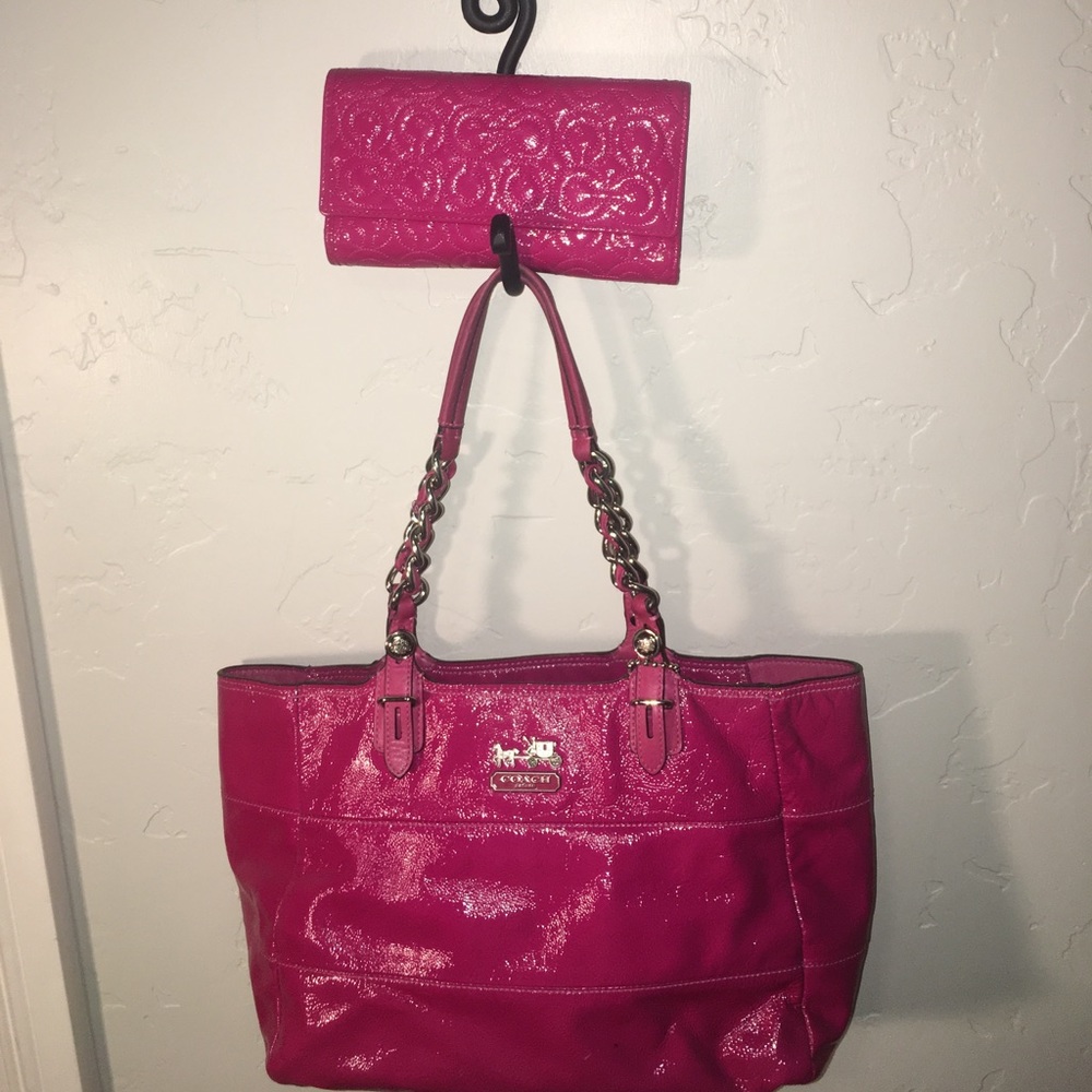 Coach Pink Patton Leather Purse and Wristlet