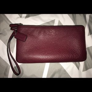 Coach Pebble Leather Double Zip Wallet/Wristlet