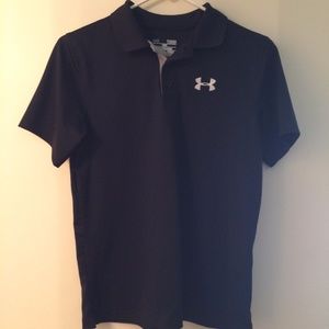 Under Armour Polo Black w/ White Logo Youth Large