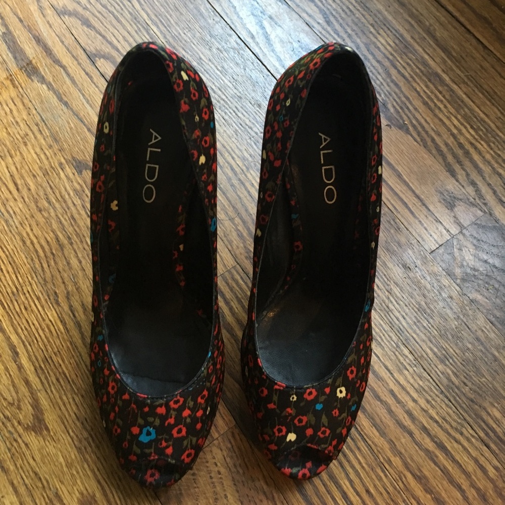 Aldo Fabric Open Toe Pumps