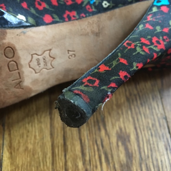 Aldo Fabric Open Toe Pumps - Picture 5 of 8