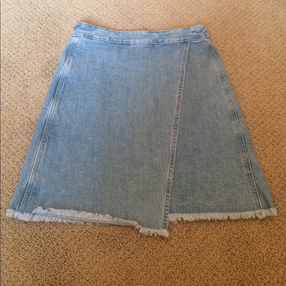 Loft denim faux wrap skirt