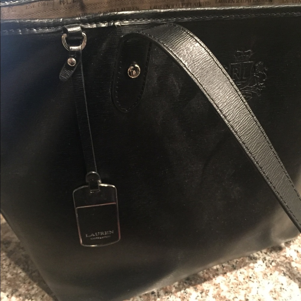 Ralph Lauren black leather Medium Tote!