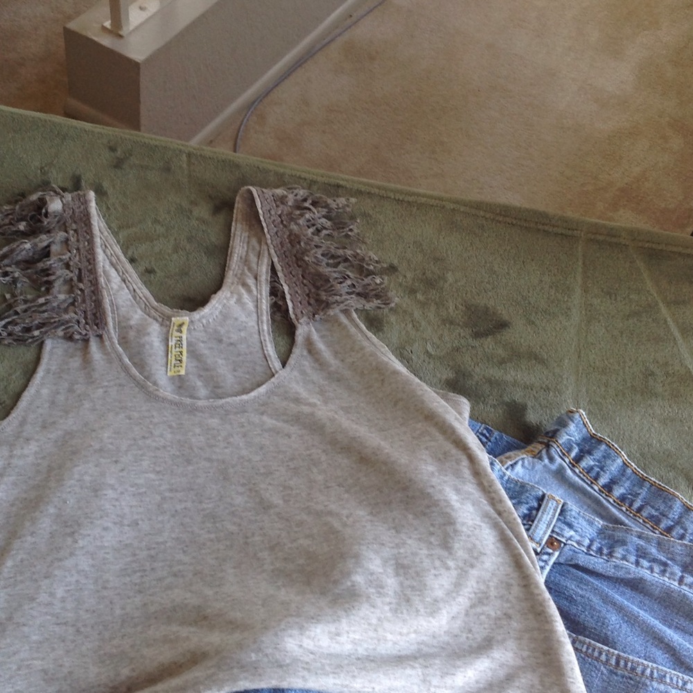 FREE PEOPLE fringe shoulder tank top