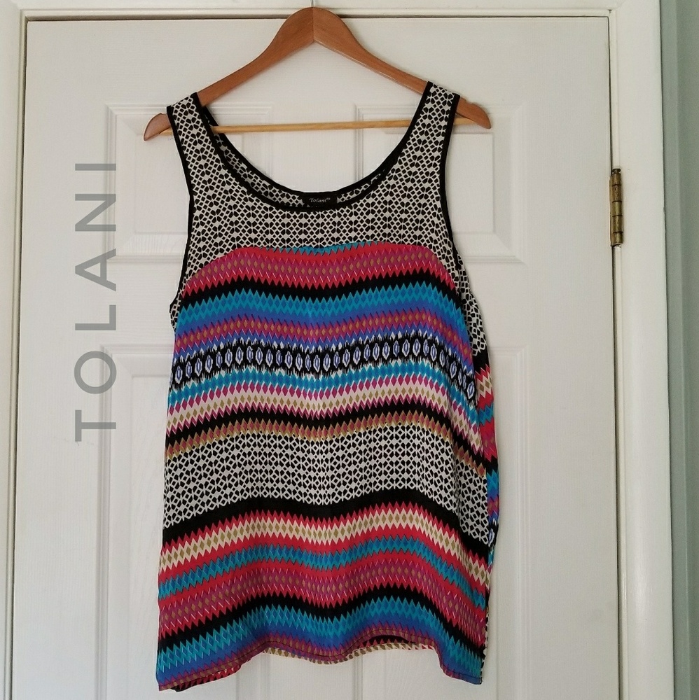 TOLANI fun striped silk top