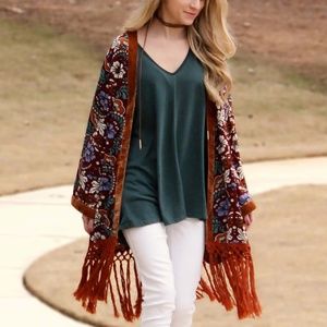 Fringe-Worthy Floral Kimono