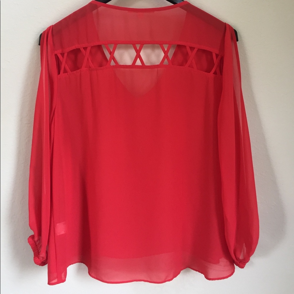 Gianni Bini Red Long Sleeve Blouse