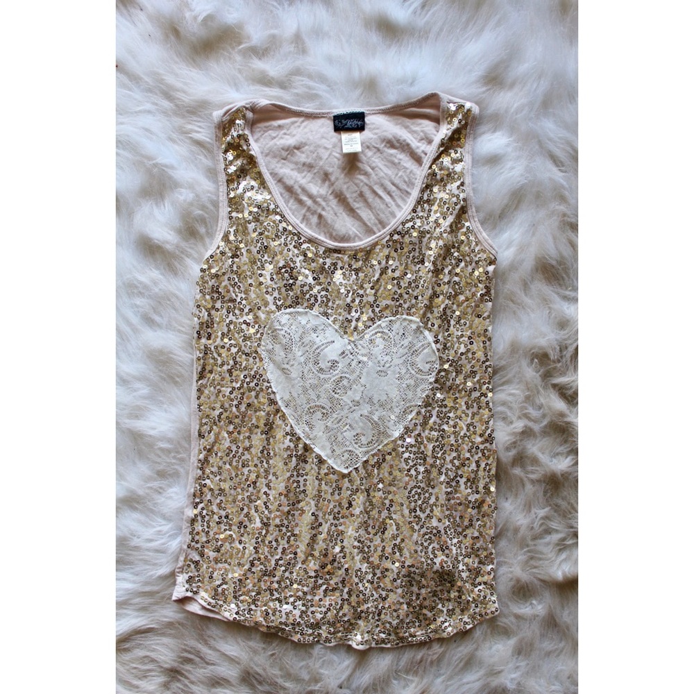 Gold sequin heart tank