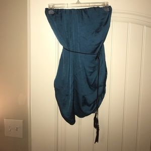 Boutique strapless teal blouse