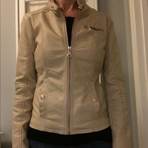 Guess faux leather tan jacket size small.