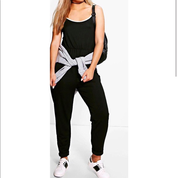 black and white jumpsuit boohoo
