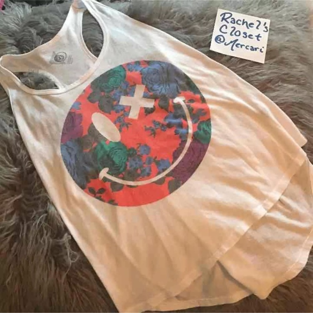 White floral volcom tank