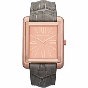 Michael Kors rectangle rose gold grey croc watch