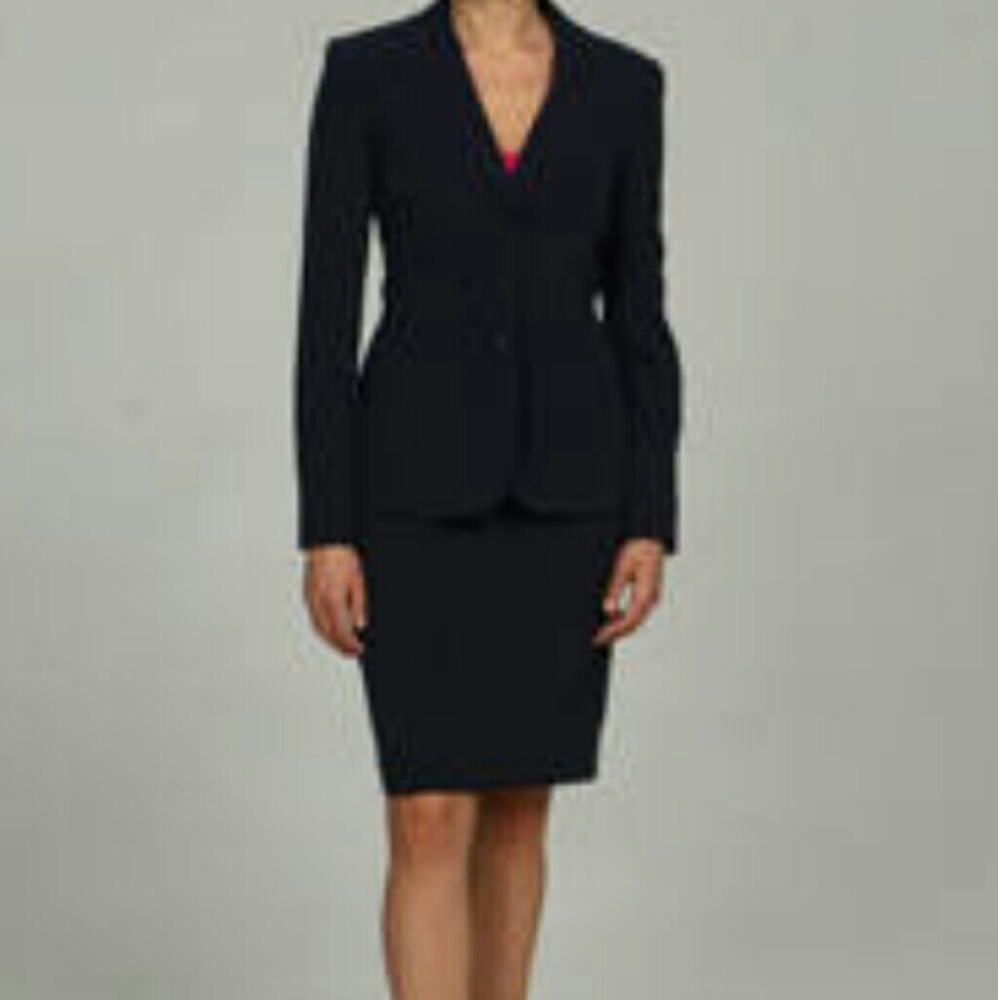 Calvin Klein 2 pc Suit Skirt Fitted Jacket Navy