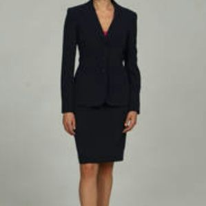 Calvin Klein 2 pc Suit Skirt Fitted Jacket Navy