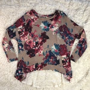 Floral Laced Long Sleeve Boho Button Back CY USA