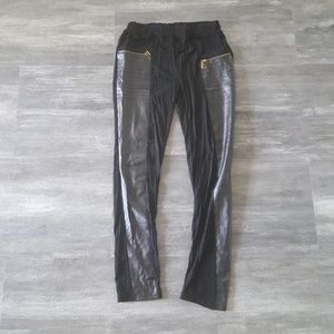 Black Faux Leather Detailed Harem Legging