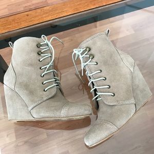 Kimchi Blue Genuine Suede Wedge Ankle Boots