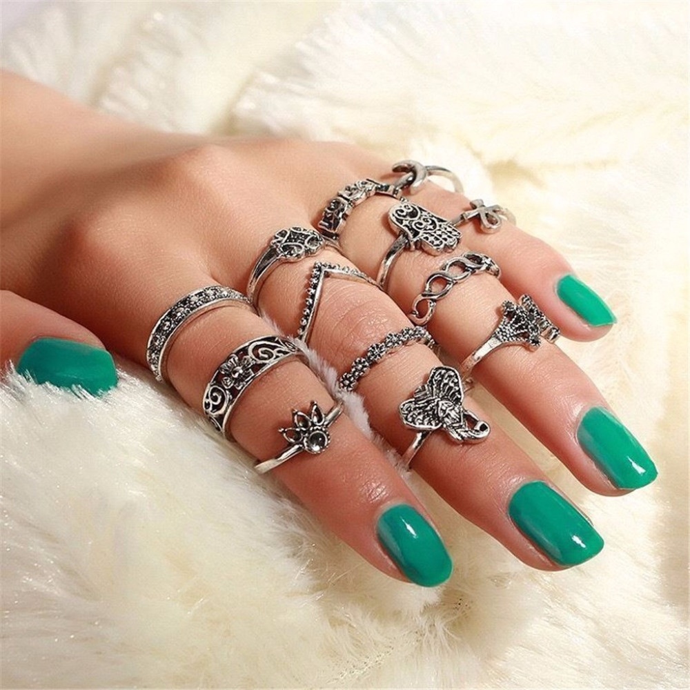 13 Boho Elephant Fatima Finger Knuckle Ring WOMEN - Picture 1 of 8
