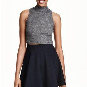 Dark Grey Turtleneck Crop Top