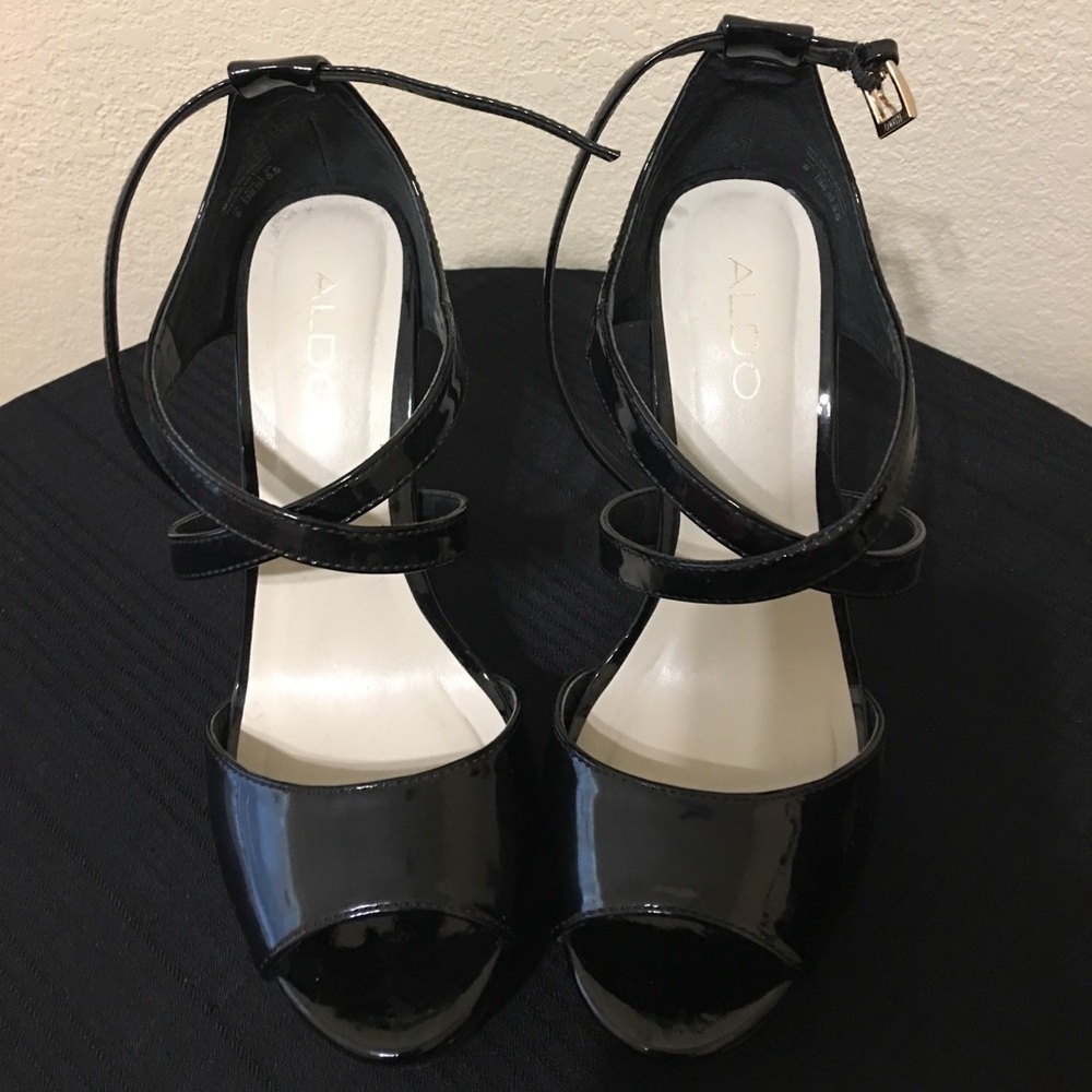 Black Patent Leather Strappy Stilettos