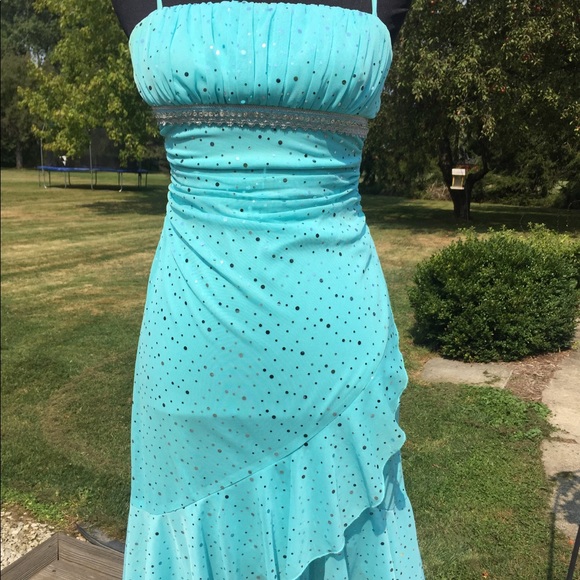 Homecoming Formal Dress Aqua Silver Dress Medium - Picture 1 of 4