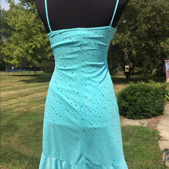 Homecoming Formal Dress Aqua Silver Dress Medium - Picture 3 of 4
