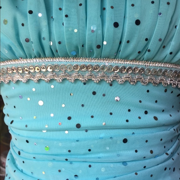 Homecoming Formal Dress Aqua Silver Dress Medium - Picture 4 of 4