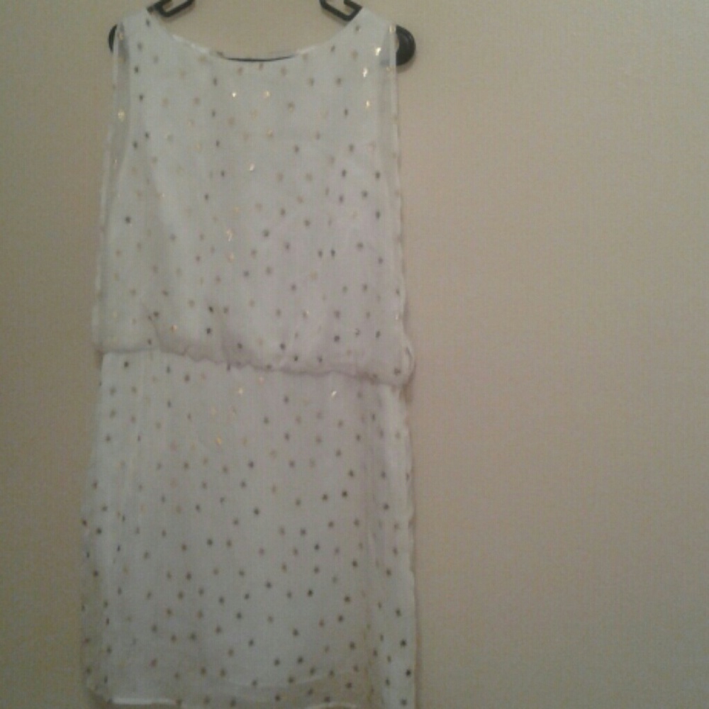 NWT Gold Star Print White Dress