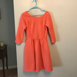 Coral Quarter-sleeve Dress