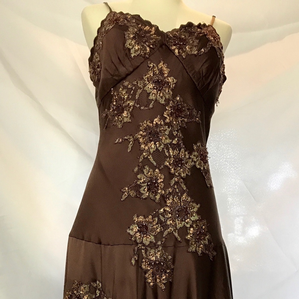 Sue Wong Silk Beaded Sequence Dress