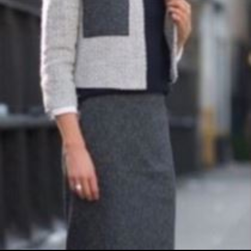 Gray Wool Pencil Skirt