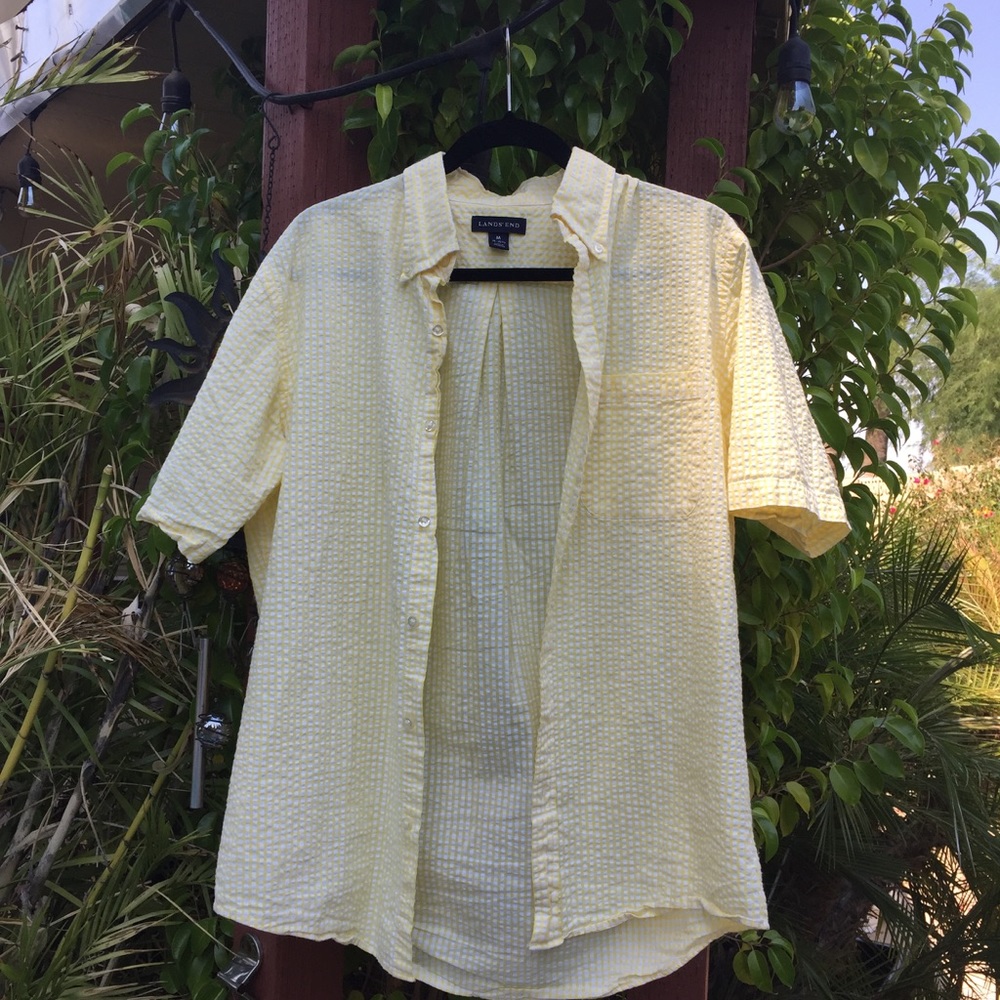 LANDS' END, SHORT SLEEVE BUTTON DOWN:M, WORN ONCE!