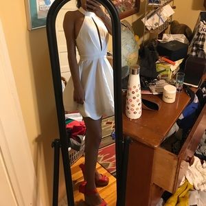 Xenia frill hem white choker dress