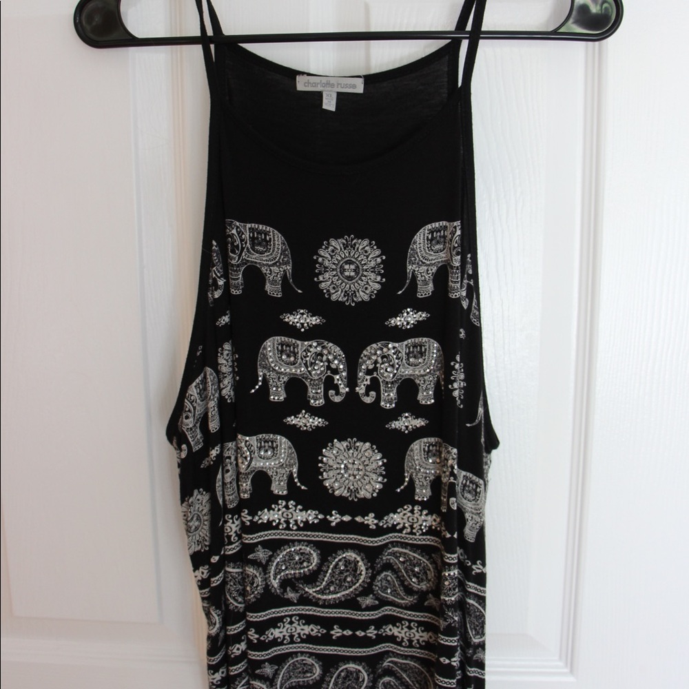 Black Tank Top  with Rhinestones