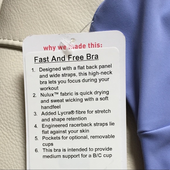NWT HYDRENGEA BLUE LULULEMON FAST AND FREE BRA - 6 - Picture 3 of 5