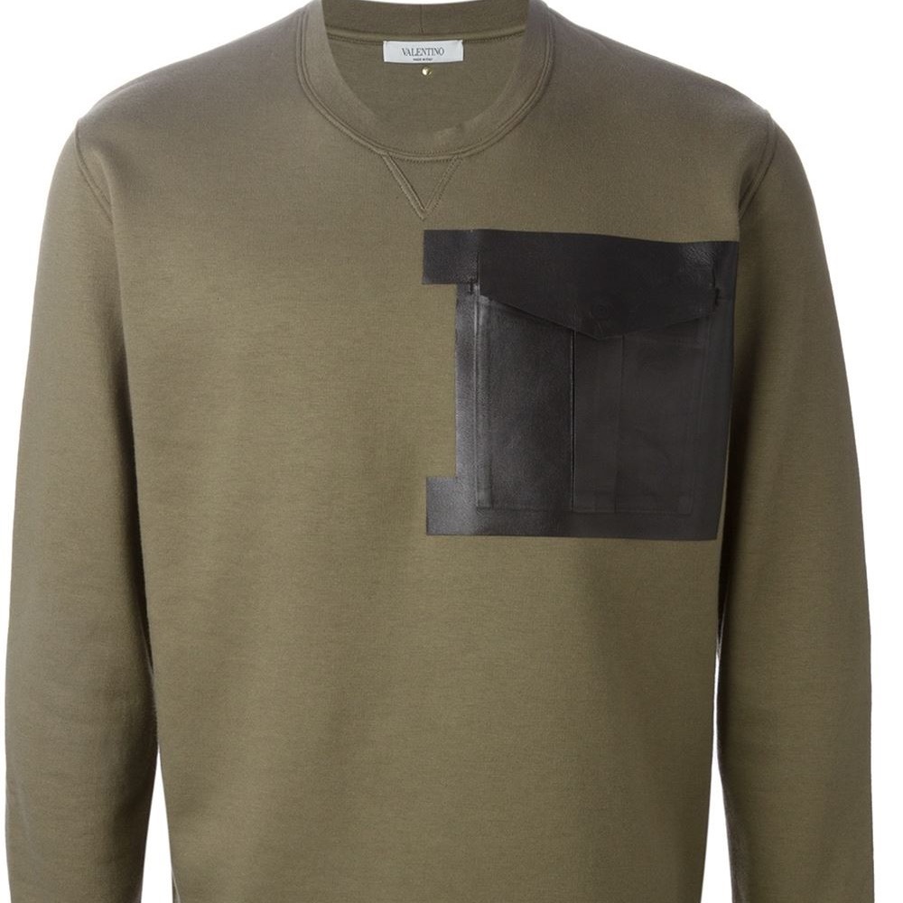 Men's Green Flap-pocket Cotton-blend Sweatshirt.