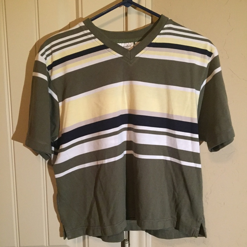Green and Yellow Striped Crop Top size Medium M
