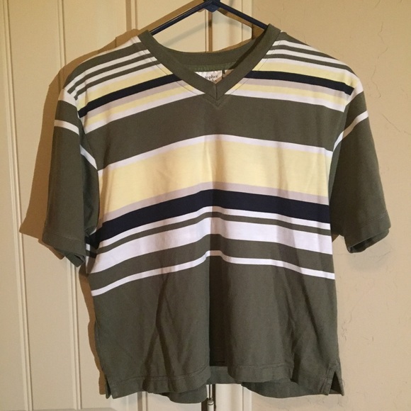 Green and Yellow Striped Crop Top size Medium M - Picture 1 of 4