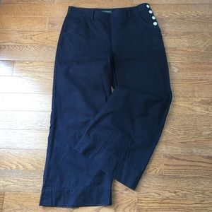 Wide leg, Cropped Navy Pants
