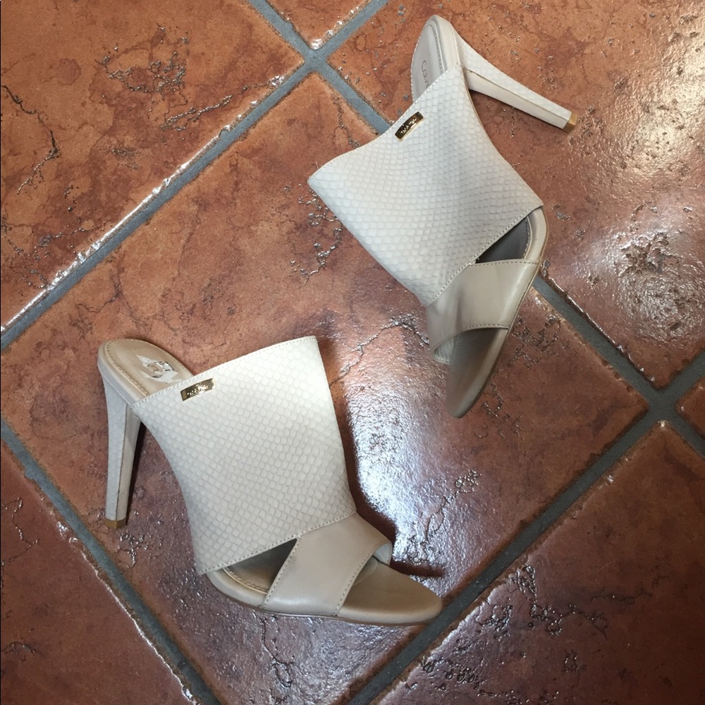 Calvin Klein Nude Snakeskin Heels